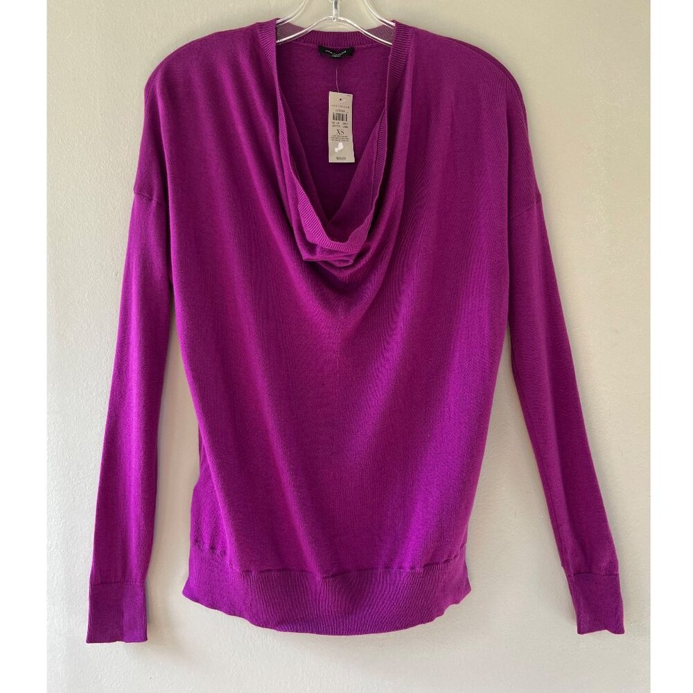 Ann Taylor Sz XS S Pink Pullover Sweater Knit Cowl Neck Stretch Blouse